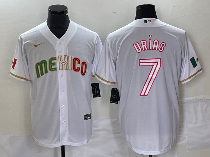 Men 2023 World Cub Mexico #7 Urias White Nike MLB Jersey style 28